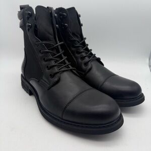 BRAND NEW Steve Madden P- Lineup Boot Military Style Black Leather Mens Sz 10